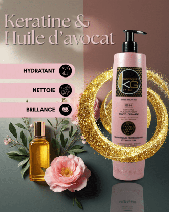 Shampoing professionnel sans sulfate Kératine - Huile d'avocat 🌸 | KERAGOLD PRO